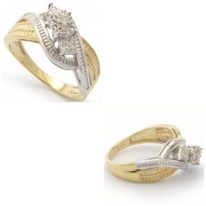 Sterling silver white gold diamond ring